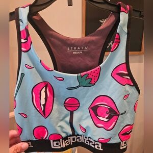Lollapalooza Strata Sports Bra Lips size Medium